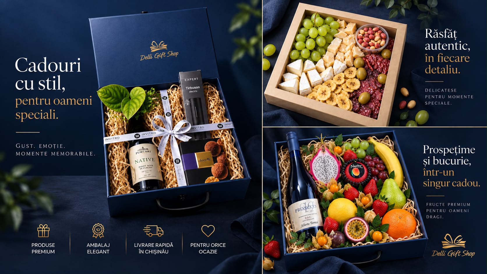 Gift box cu vin și delicii  www.delligiftshop.md