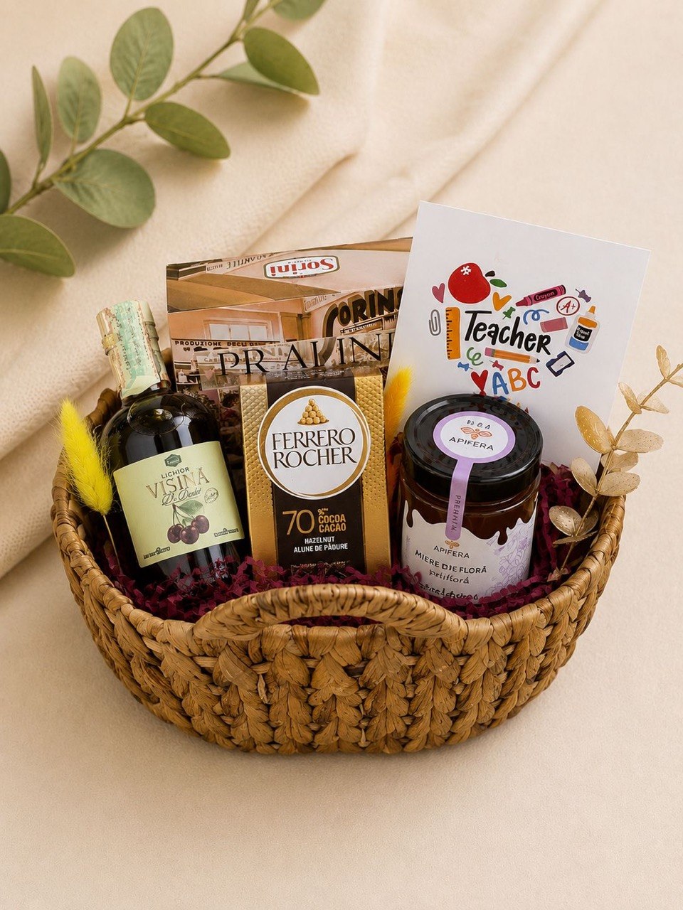 Cadou pentru profesori Nr. 33 — Rustic Gourmet Basket www.delligiftshop.md