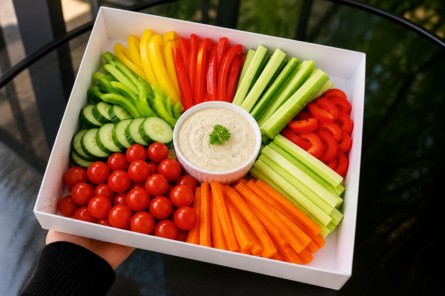 Set Aperitiv Nr. 22 — Mix Crudități cu Sos Dip www.delligiftshop.md
