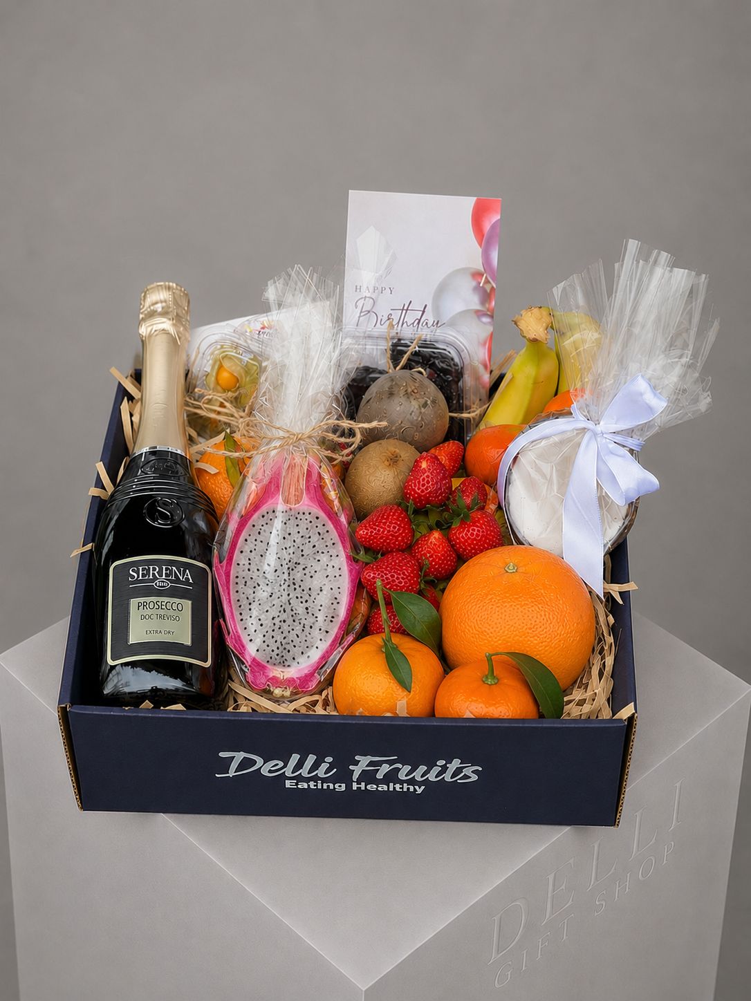 Cadouri cu fructe Nr. 44 — Setul „Exotic Prosecco & Fruits” www.delligiftshop.md