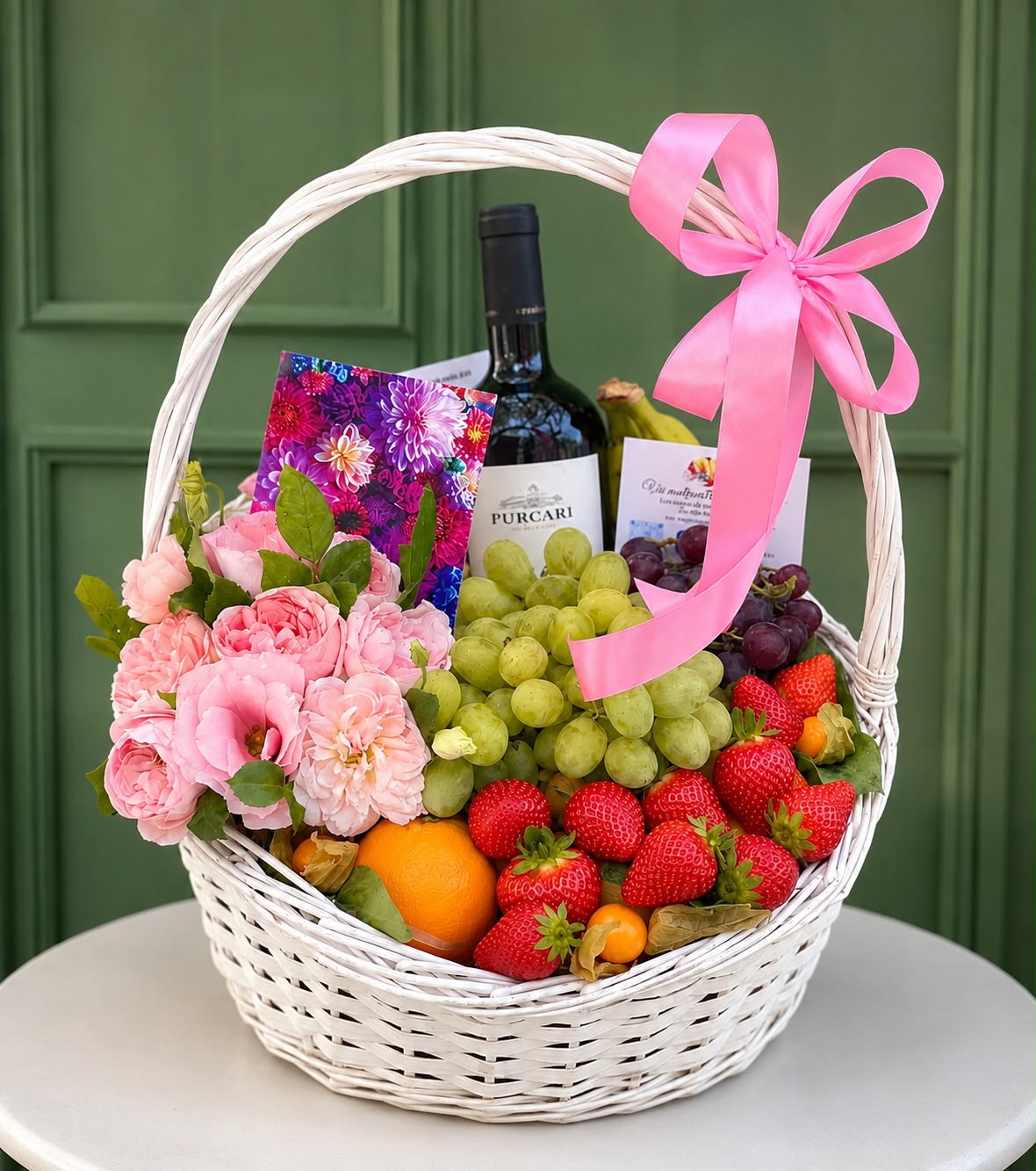 Cadou cu Fructe Nr. 56 – Eleganță Florală & Delicii Fine www.delligiftshop.md