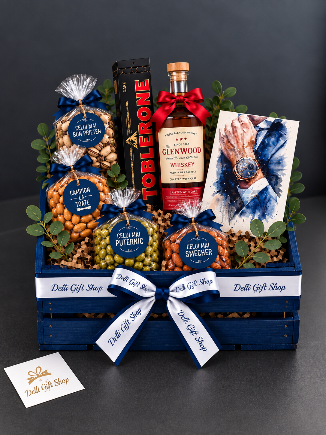 Cadou pentru Bărbați Nr. 77 – Whisky & Selecție de Nuci www.delligiftshop.md